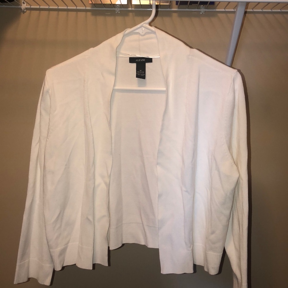 White quarter length cardigan